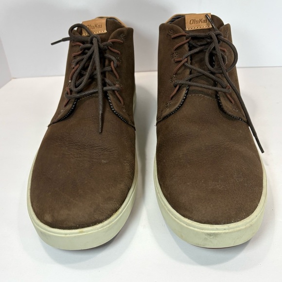 Olukai Nana Hele Men’s Shoes Brown Leather Shearling Sz 11.5 Outdoor Beach - Picture 4 of 9